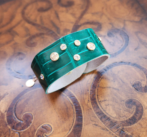 Emerald Rivet leather cuff