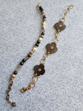 Clover bracelet, Metallic bronze leather