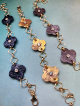 Clover bracelet, Metallic bronze leather