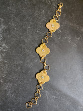 Clover bracelet, vintage gold leather