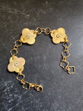 Clover bracelet, vintage gold leather