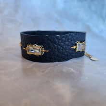 Molten Black leather cuff with CZ