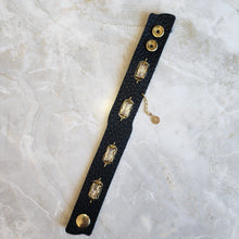 Molten Black leather cuff with CZ