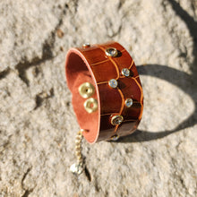 Caramel rivet leather cuff