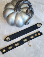 Molten Black leather cuff with CZ