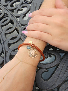 Indian Head coin leather bracelet