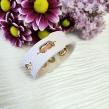 Molten leather cuff with pink CZ