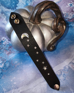 Moonlight leather crystal cuff