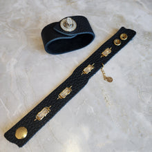 Molten Black leather cuff with CZ