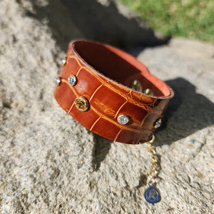 Caramel rivet leather cuff