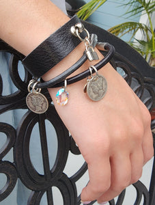 Mercury Head silver leather cord bracelet