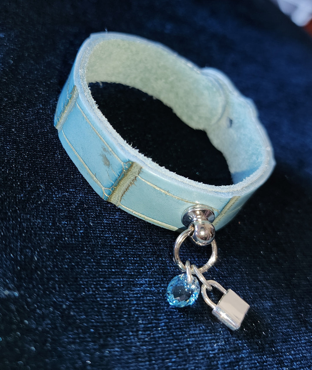 Turquoise alligator padlock bracelet