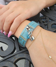 Turquoise alligator padlock bracelet