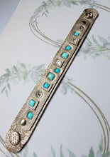 Turquoise and crystal leather bracelet