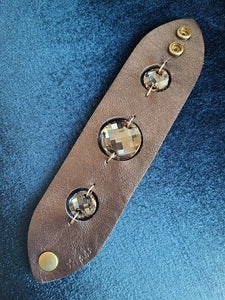 Chestnut crystal leather cuff