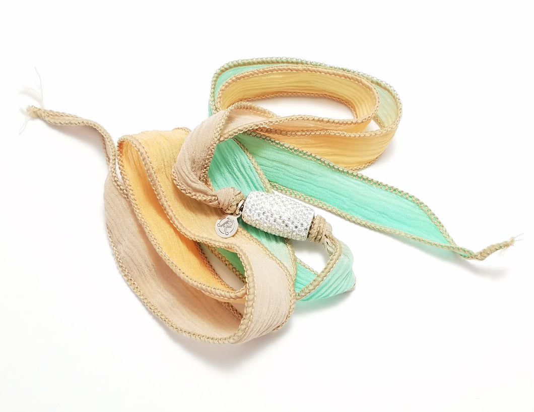 Pastel crystal silk wrap, hand dyed