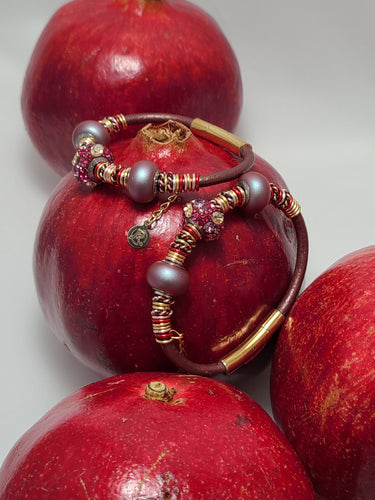 Pomegranate Piccola leather cord bracelet