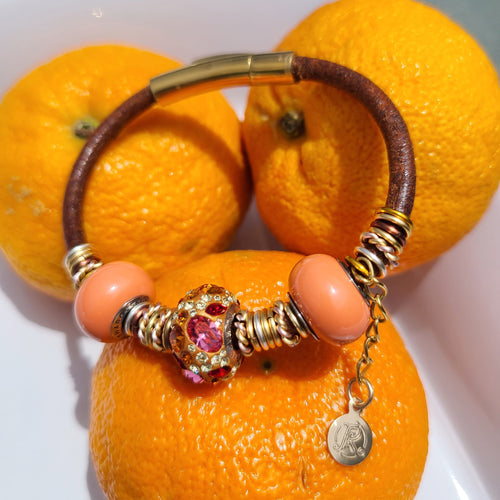 Tangerine Piccola leather cord bracelet